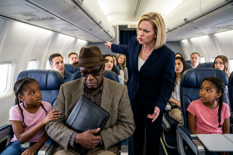 “Move to the back where you belong,” the wealthy woman hissed at my grandfather. But when I unzipped my carry-on and pulled out a single black folder, the entire first-class cabin instantly froze.