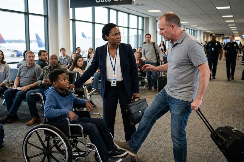 A Racist Traveler Kicked An Injured Child’s Chair At Departure Gate 14… Utterly Oblivious Her Mother Was The Chief Judge Leading A Full Airport Lockdown.