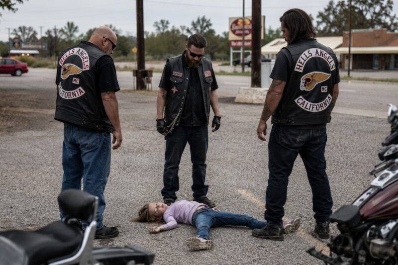 Nobody Expected The Little Girl To Collapse At The Biker’s Boots In The Middle Of A Crowded Roadside Diner — But When 300 Hells Angels Saw What She Had Been Hiding, Read The Crumpled Note In Her Pocket, And Heard The Terrified Name She Whispered Before Fainting, The Entire Room Went Silent, The Engines Outside Roared To Life, And One Hardened Road Captain Made A Promise That Would Expose A Cruel Secret, Shake The Whole Town, And Turn A Forgotten Child Into The Reason A Brotherhood Rode Through The Night.