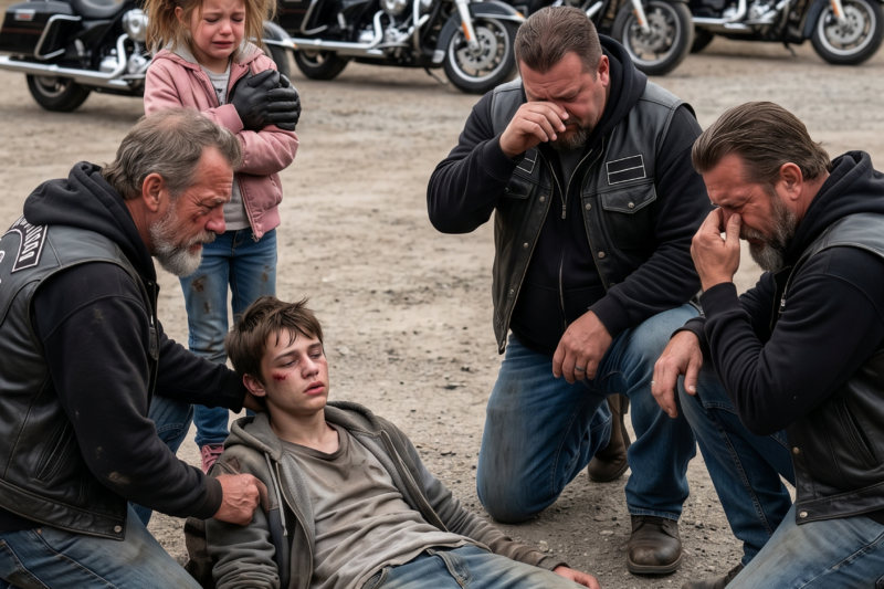 Homeless Kid Took Three Bullets Protecting a Biker’s Only Child — Everyone Thought He Was Just a Forgotten Street Boy With No Family, No Future, and No One Coming for Him, but when the biker’s daughter whispered what he had done, the entire clubhouse went silent, hundreds of motorcycles thundered toward the hospital, and the toughest men in town broke down in tears as they made one promise that changed his life forever: from that day on, he would never be alone again.