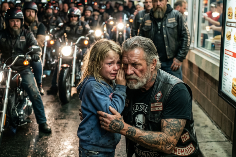 “Whispering a Code at the Drive-Thru” — The terrified cashier thought no one understood her hidden plea as she forced a smile and handed out orders under watchful eyes, but one biker at the window caught the secret phrase, froze for a second, and made a single call that changed everything. Minutes later, the rumble of 500 motorcycles shook the parking lot, the restaurant fell silent, and everyone watched in disbelief as the bikers arrived not to cause trouble, but to save the woman who had been quietly begging for help all night.