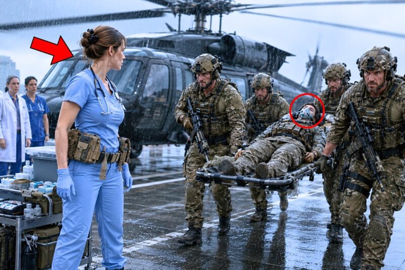 Everyone in the ER Thought the New Nurse Was Too Nervous to Last One Shift, Laughing as She Fumbled Through Her First Emergency — Until a Navy Helicopter Suddenly Thundered Onto the Hospital Roof, a Commander Stormed In Refusing Every Doctor’s Help, and the Whole Room Went Silent When He Pointed Straight at Her and Said, “She’s the Only One Who Can Save Him”