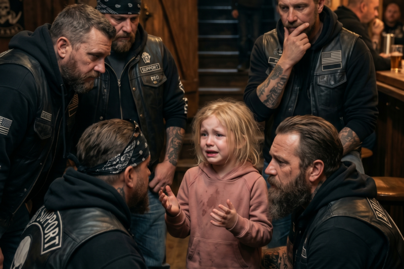 “‘He Tied Up My Brother and Locked Him in the Basement,’ the little girl sobbed, shaking as she ran into a roadside biker meet — at first, the men thought she was terrified and confused, until she showed them the bruised note hidden in her backpack and pointed toward an abandoned-looking house beyond the trees; within minutes, 99 bikers roared down the road, surrounding the property before anyone could escape, and what they discovered behind that locked basement door turned a small-town nightmare into a rescue no one would ever forget.”