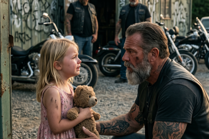 A Little Girl Knocked on the Hells Angels’ Clubhouse Door in the Middle of the Night, Trembling as She Whispered, “They Beat My Mama!” — But When the Toughest Biker in the Room Saw the Fear in Her Eyes, He Did Something No One Expected, Sending the Entire Clubhouse Into Motion and Leading Them to a House Where a Terrifying Secret Was Waiting Behind a Locked Door.