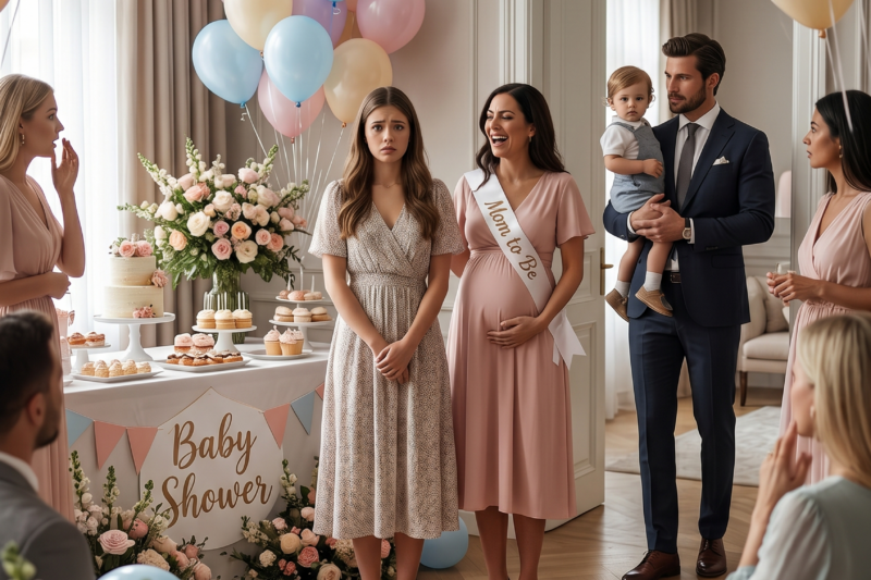 At My Sister’s Baby Shower, She Mocked Me in Front of Everyone for Being Unmarried, Laughing Like My Life Was a Failure — But Then a Man Walked In Holding a Little Child, Called Me by the Name Only My Late Husband Used, and Revealed a Secret That Made the Entire Room Go Silent as My Sister Realized the Woman She Had Humiliated Was Connected to a Past, a Family, and a Truth That Could Destroy Every Lie She Had Built Her Perfect Celebration On.