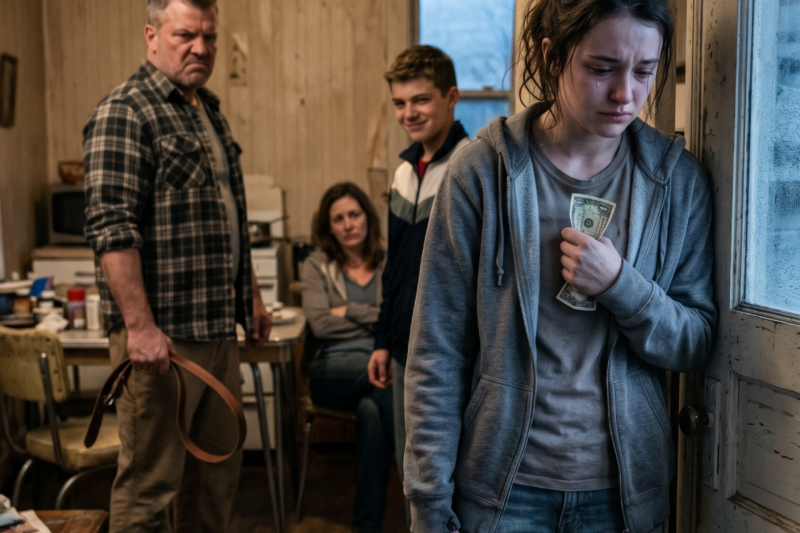 My Mom and Stepfather Punished Me With a Belt for Refusing to Serve His Spoiled Son, So I Walked Out With Only One Dollar in My Pocket — But They Had No Idea the Quiet Girl They Treated Like a Servant Would Return Years Later With Power, Proof, and the One Secret That Could Expose Their Cruelty, Destroy Their Perfect Family Image, and Make Them Beg for Mercy in Front of Everyone Who Once Believed Their Lies.