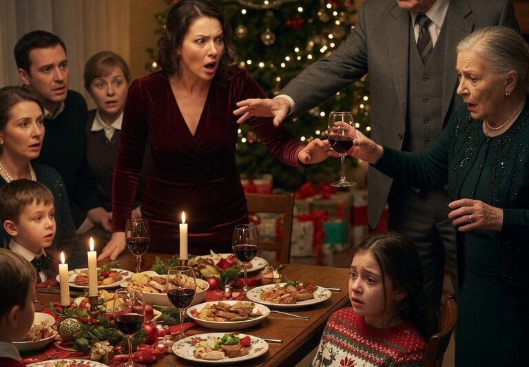 At Christmas, My Dad Shoved My Daughter Away From the Dinner Table and Snapped, “That Seat Is for My Real Grandkid. Get Out!” — But He Had No Idea My Phone Was Recording, That My Daughter’s Quiet Tears Would Expose the Family Secret They Buried for Years, or That the Woman They Treated Like a Beggar Had Already Paid for Their House, Their Holidays, and Their Lies… Before New Year’s Eve, the Man Who Humiliated My Child Was Standing on My Porch, Begging Me Not to Reveal the Truth That Could Destroy His Perfect Family Forever