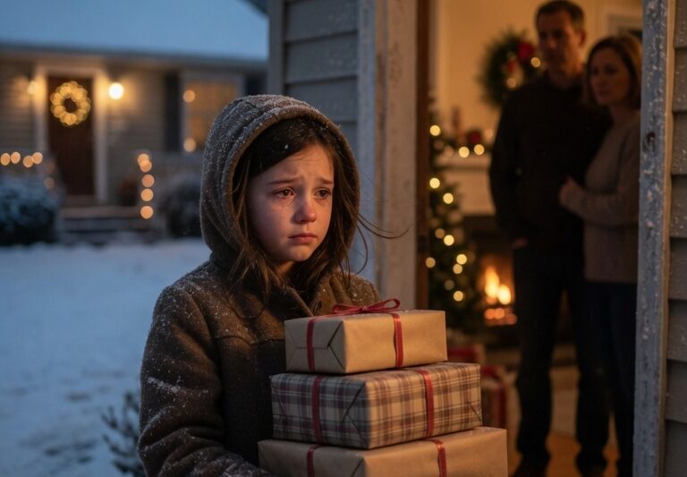 At Christmas, my parents coldly turned away my 11-year-old daughter at the front door, leaving her shivering and confused, while they welcomed everyone else inside with laughter and warmth, a cruel gesture that shattered the holiday spirit, exposed the deep family favoritism, and marked a moment she—and I—would never forget, forever changing how we saw the people who were supposed to protect and love us unconditionally.