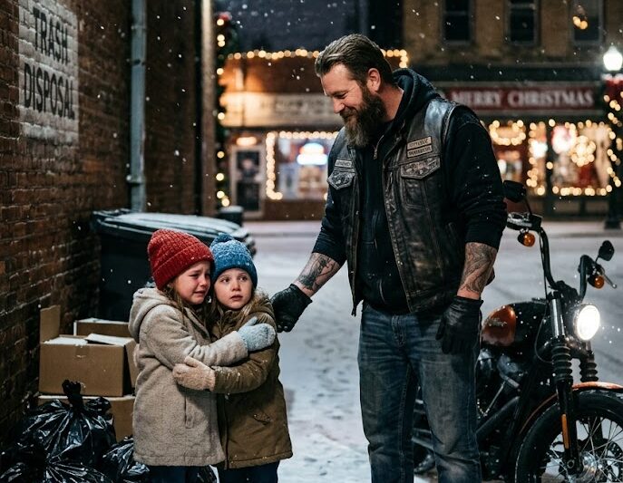 “Nobody Wants You!” — Twin 5 year old Girls on Trash Christmas Eve, Until a Hells Angel Stepped In