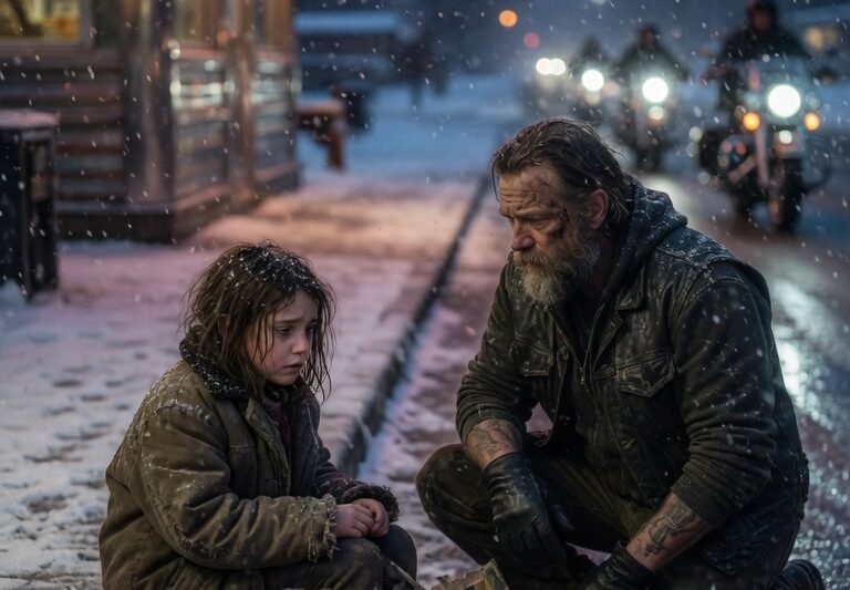 Stepmom Starved a 7-Year-Old Girl and Hid Her Behind a Perfect Family Smile — But One Small Cry, One Forgotten Diary, and One Biker Who Refused to Walk Away Brought 220 Hells Angels to the Door, Where They Uncovered the Locked Room, the Cruel Secret, and the Shocking Truth That the Whole Town Had Ignored for Years