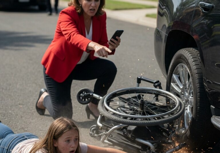 HOA Karen Crushes My Disabled Daughter’s Wheelchair With Her SUV in a Shocking Act of Rage—Completely Unaware That I Am the City’s Police Chief and That Her Moment of Cruelty Was Being Recorded, Setting Off a Chain Reaction That Would Expose Years of Abuse Within the Community, Unravel Her False Sense of Power, and Lead to a Night of Consequences She Never Saw Coming as Officers Arrived at Her Door and the Entire Neighborhood Learned the Truth Behind the Quiet Family She Targeted—turning a simple neighborhood dispute into a public reckoning that would change everything she thought she controlled