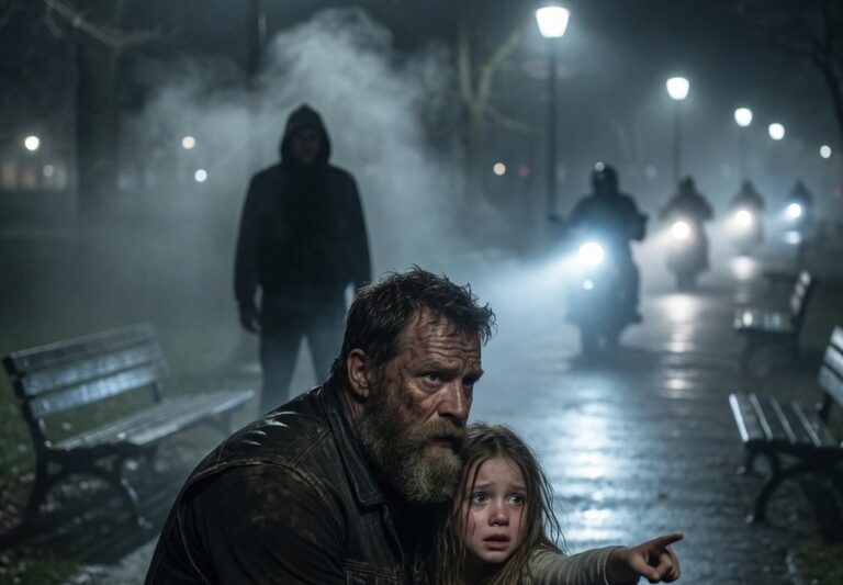 “He’s Following Me!” a Frightened Young Girl Whispered to a Hells Angel, Her Voice Shaking as She Glanced Over Her Shoulder at the Man Who Had Been Shadowing Her for Blocks, Certain She Was Alone and Out of Options — But the stalker had no idea he had just made the worst mistake of his life, because the biker she approached didn’t brush her off, didn’t hesitate, and didn’t stand alone for long, and within minutes a thunderous wave of nearly 200 bikers was on the move, turning one woman’s desperate plea for help into a terrifying reckoning the predator never saw coming.
