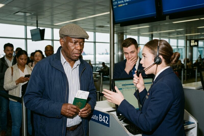 Two Airline Gate Agents Mocked An Elderly Immigrant Struggling To Understand Their Rapid Boarding Instructions, Leaving A Terrified Five-Year-Old Girl In Tears While An Entire Terminal Watched In Absolute Silence.