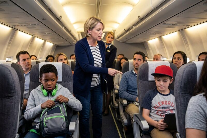 I Witnessed An Entitled Mom Bully A Terrified 9-Year-Old Boy Out Of His Window Seat. The Pilot’s Sudden Response Left The Whole Plane Dead Silent.