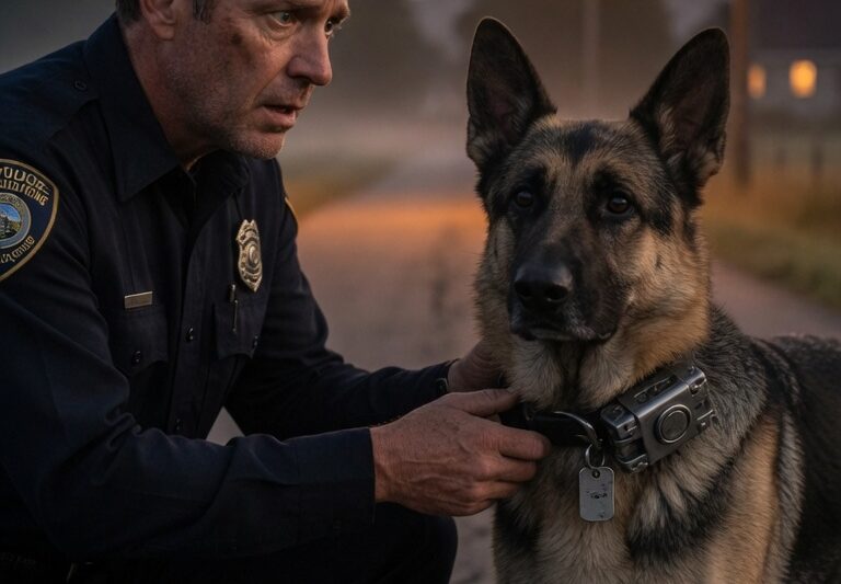 A Police Officer Found a Lone German Shepherd — Then the Mystery Behind Its Collar Changed Everything