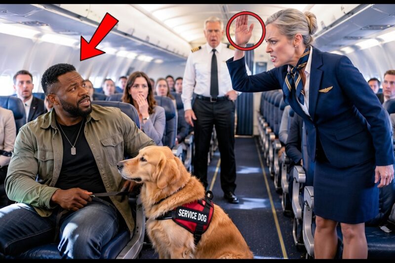 Flight Attendant Slaps a Black Veteran’s Service Dog — Instantly, the Pilot Turns the Plane Around 