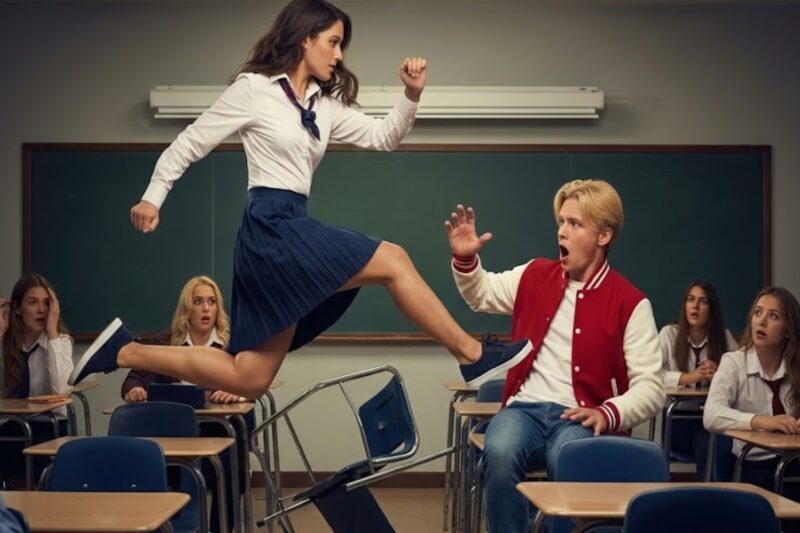 Bullies RIPPED the Quiet Girl’s Shirt in Front of the Whole Class, Laughing as She Stood There Humiliated and Shaking—But They Had No Idea She Had Spent Years Hiding a Painful Past, a Secret Strength, and a Reason She Never Fought Back… Until One Cruel Joke Went Too Far, She Kicked a Desk Across the Room, Faced Them With Cold Silence, and Made Every Student, Teacher, and Bully Realize They Had Just Awakened the Wrong Girl.