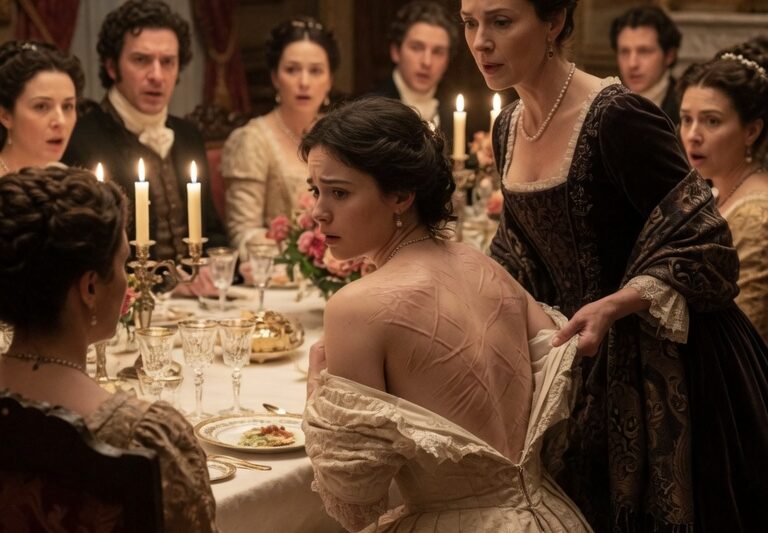 At Dinner, His Sister Ripped the Shawl from the Duke’s New Bride — The Marks on Her Back Left the Entire Room Speechless