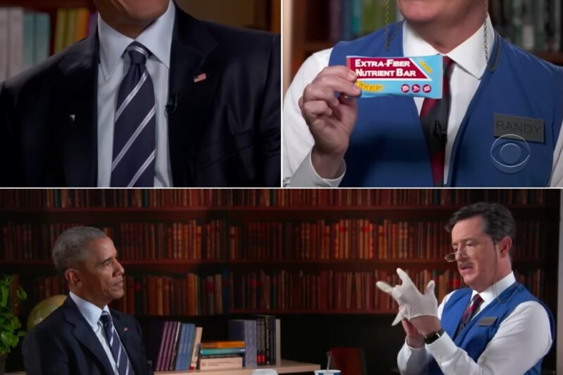 Stephen Colbert Put President Barack Obama’s Resume Under the Microscope—And What Happened Next Had the Entire Studio in Tears of Laughter!  In one of the most unforgettable late-night moments ever captured on camera, Obama joined Colbert for a hilariously unconventional “job interview” that quickly spiraled into a ruthless review of the former president’s qualifications, career history, and surprisingly thin list of workplace promotions.  As Colbert poked fun at everything from Obama’s resume gaps to his post-White House job prospects, the audience could barely contain themselves, while Obama fired back with the kind of sharp wit that made the exchange instantly legendary. 