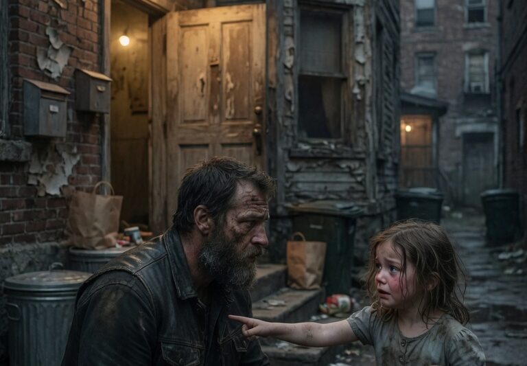 A Little Girl Tugged a Biker’s Jacket and Whispered, “Please Help My Grandma” — At First, He Thought She Was Just Lost, Until He Saw Her Bare Feet, Her Tear-Stained Face, and the Panic in Her Voice; But When He Followed Her to the Silent House at the End of the Road, What He Found Inside Left Him Frozen, Exposed a Heartbreaking Secret the Neighbors Had Ignored for Months, and Sent an Entire Brotherhood of Riders Back Into Town Determined to Protect One Child, Save One Forgotten Woman, and Make Sure the Truth Could Never Be Buried Again