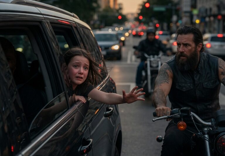 She Mouthed “Help Me” at the Red Light, and One Biker Saw the Fear in Her Eyes — What Began as a Strange Glance Through a Car Window Turned Into a 47-Mile Pursuit Through Empty highways, growing dread, and silent prayers, as he realized the woman wasn’t just scared — she was trapped. By the time the car finally stopped, the truth waiting behind those locked doors would expose a chilling secret, test one stranger’s courage, and ignite a rescue no one involved would ever forget