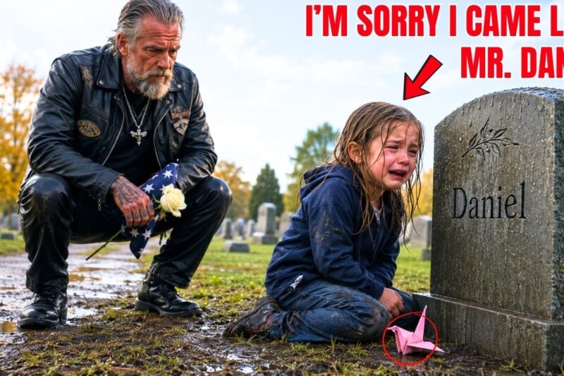 Biker Finds Little Girl Crying at His Son’s Grave — Her Secret Shocks Him