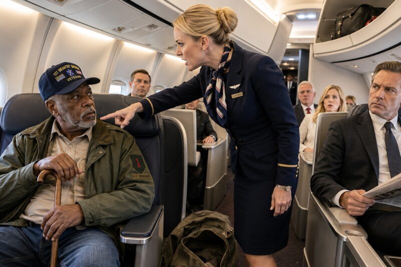 Flight Attendant Forces Black Veteran into Economy — Loses Her Job Before Takeoff