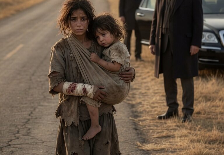 A Wounded Young Girl Carried Her Little Sister Along the Dusty Road — Until a Billionaire Saw the Truth