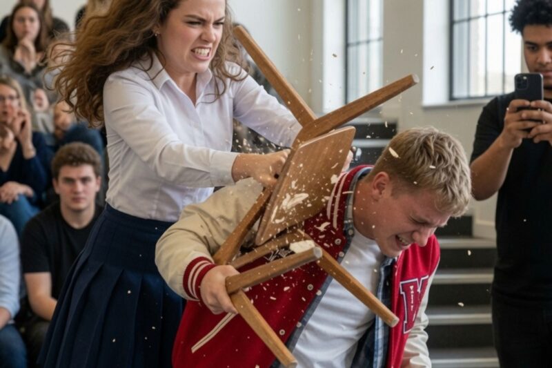 CEO’s Son Slapped the Shy Girl’s Face — 5 Seconds Later She Slammed a Chair Across His Back
