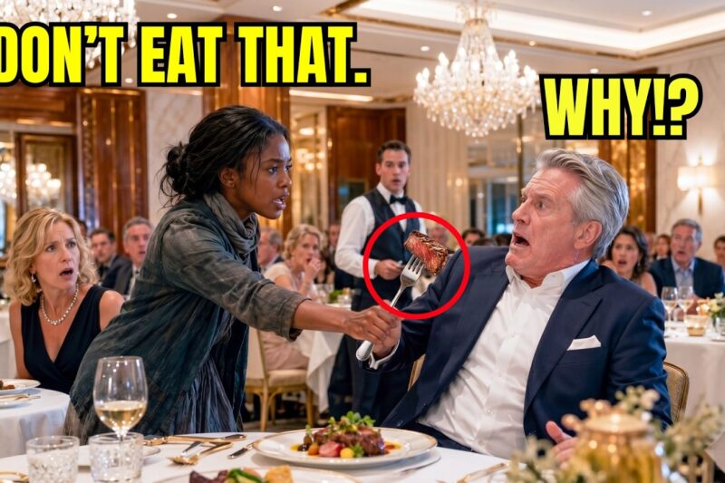 Homeless Girl Screams ‘Don’t Eat!’, Grabs Rich Man’s Fork — Her Whisper Next Saved His Life