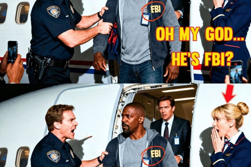 Security Forces Black Man Off Plane — Freezes When FBI Badge Appears! 