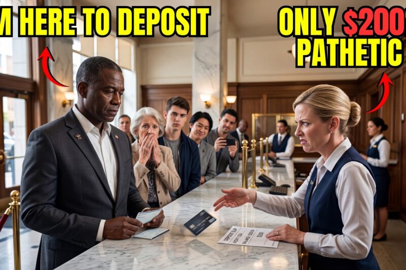 Teller Mocks Veteran’s $200 Balance, Tosses Card Back—Froze When She Spotted His Jacket Pin