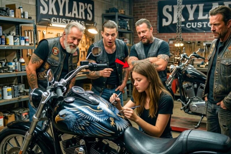 “Can I Paint Your Bikes for Tips?” — Her Art Stunned 80 Bikers Into Silence