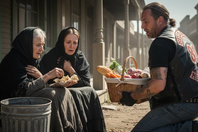 He Spotted a Widow Sharing Scraps With Her Mom—What the Hells Angel Did After Stunned All