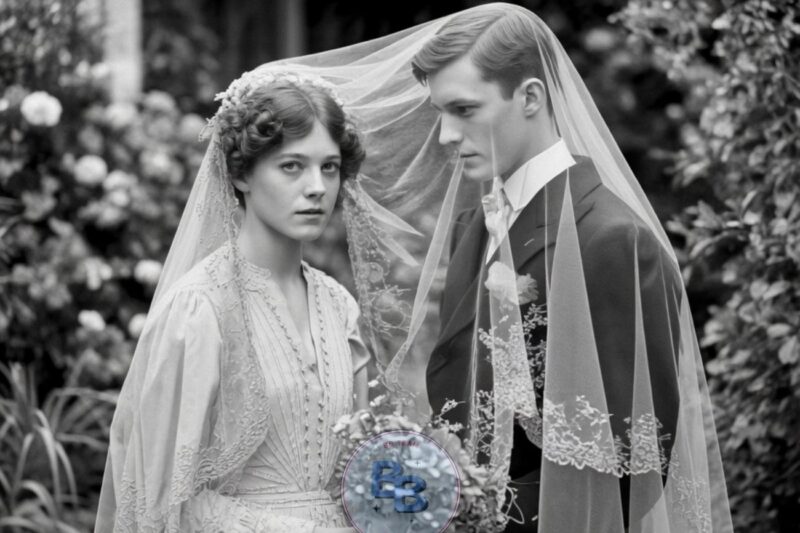 In 1912, this wedding photo seemed lovely — until the veil revealed a shocking detail