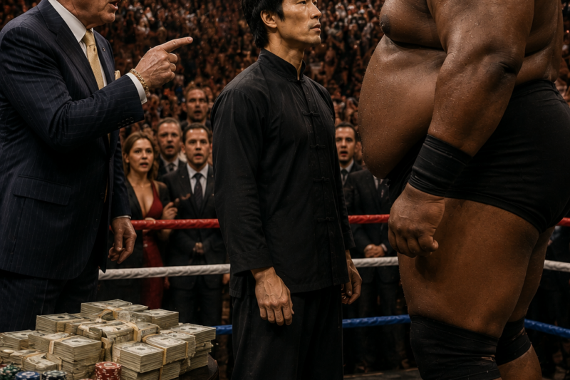 Vegas Casino Owner Bets $5 Million That Bruce Lee Can’t Survive Against His 590lb Bodyguard — 2,000 Watched Live