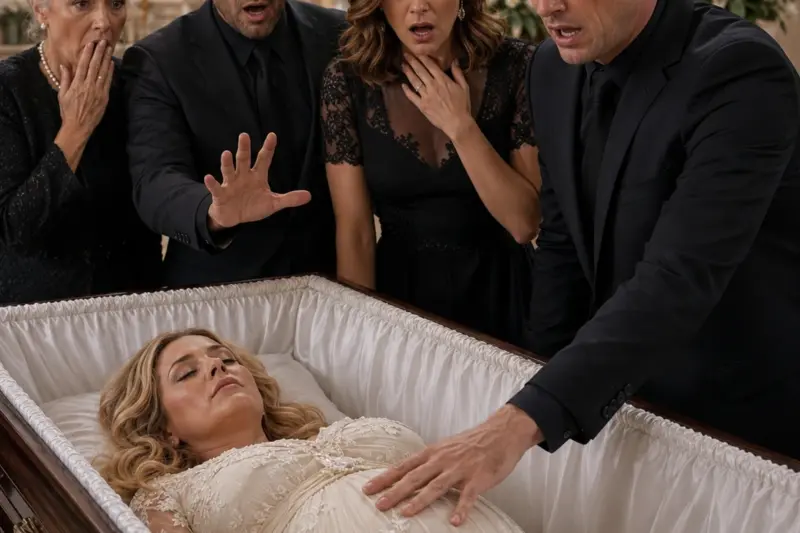 Seconds from cremating my pregnant wife, I begged to open the coffin—until something moved beneath her dress