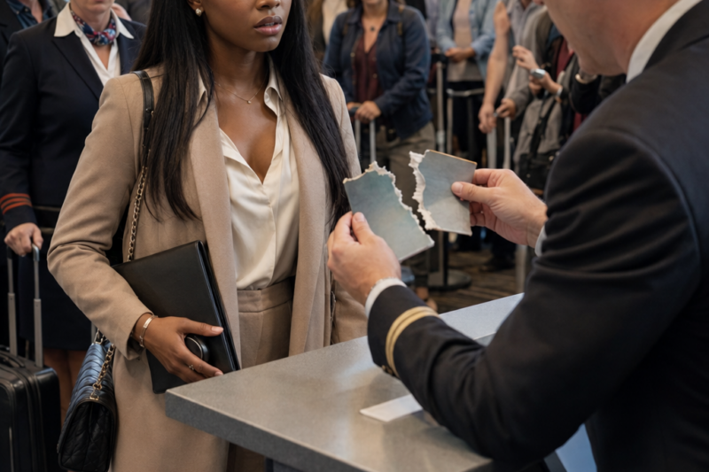 Gate Agent Tears Up Black Girl’s Passport in Front of 200 Passengers — Unaware She Can Shut Down His Airline