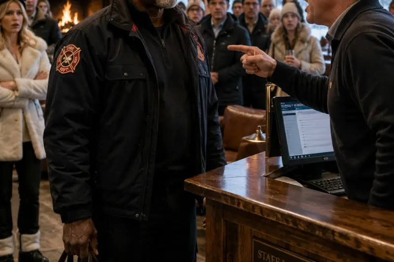 The Firefighter Came to the Lodge in Silence. By Morning, Everyone Knew Who Had Been Standing in the Cold