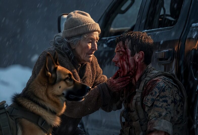 Grandma Saves a Freezing Marine and His K9 From a Blizzard — What He Did Next Left Her in Tears