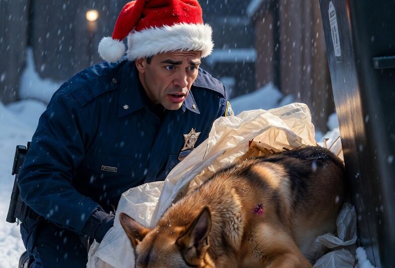 Officer Found a Scarred K9 Digging Through Trash on Christmas Eve — What Followed Left Him in Shock