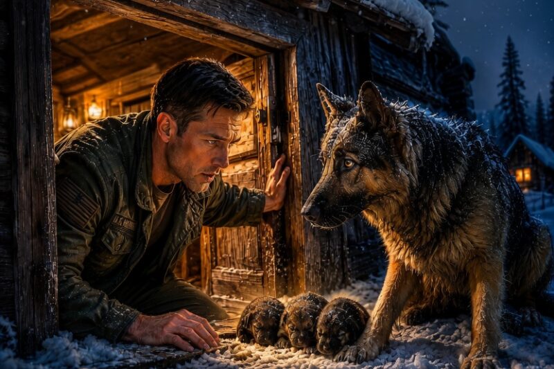 U.S. Marine Opens His Door to a Freezing German Shepherd — Then Three Tiny Cries Begin