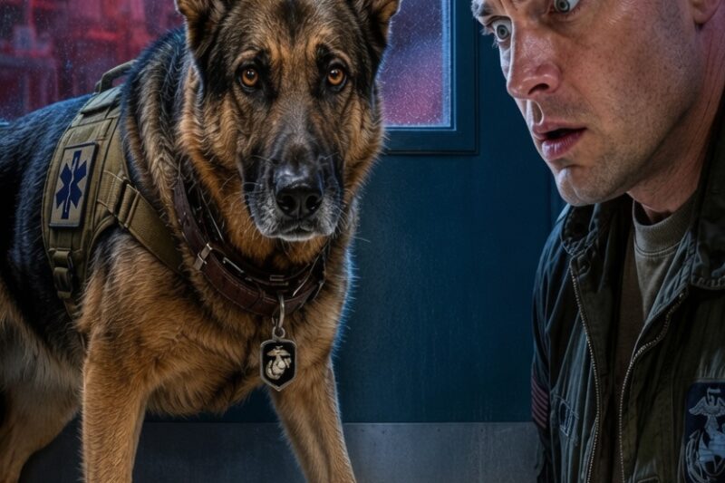 German Shepherd Blocks a Hospital Door for Hours — Then a Marine Realizes Why Too Late