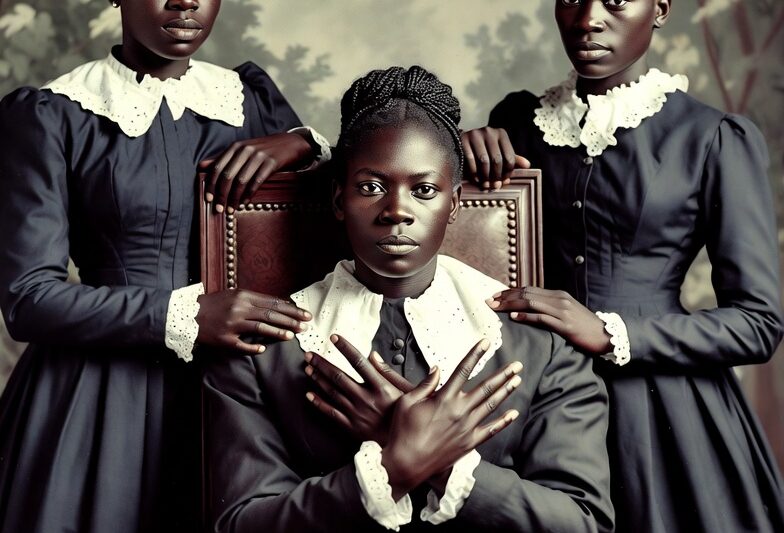 It was just a portrait of a mother and her daughters — but look more closely at their hands.