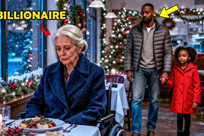 Sad Elderly Billionaire Sits Alone on Christmas Eve, Until a Single Father and His Daughter Walk In…