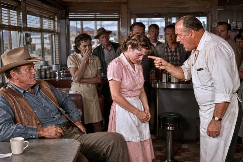 John Wayne Heard a Waitress Begging Not to Be Fired in Tucson 1957 — Seconds Later, the Entire Diner
