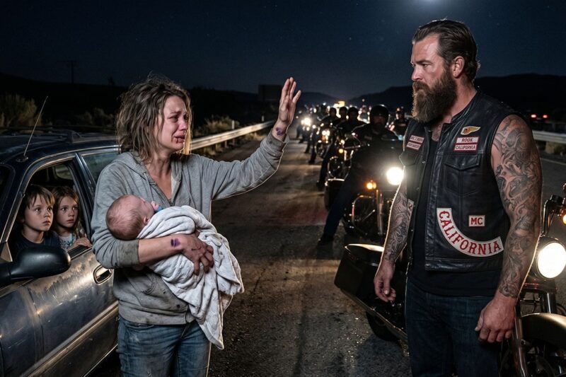 Trembling Mom With Three Kids Flagged Down a Hells Angels Convoy,What They Did Stunned the Internet
