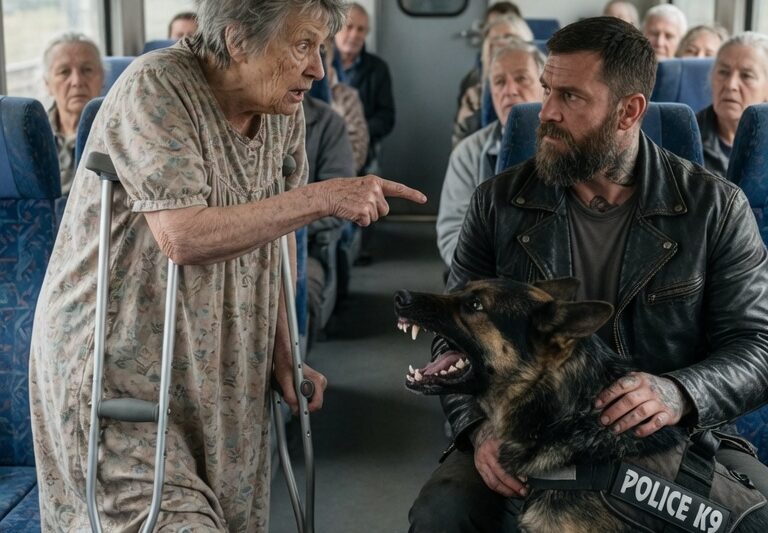 “Is This Taken?” Disabled Old Woman Sat Next To A Biker—His Dog Instantly Became Defensive.