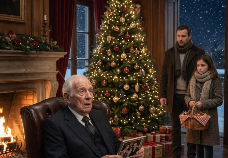 Sad Aging Billionaire Dines Alone on Christmas Eve, Until a Single Father and His Daughter Change Everything…