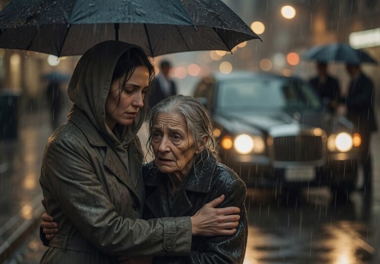 A Single Mother Opened Her Door to a Soaked Elderly Stranger — What Followed Changed Her Future